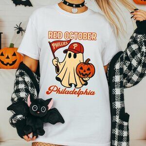 Red October Halloween Ghost Shirt Spooky Baseball Halloween Shirt 138